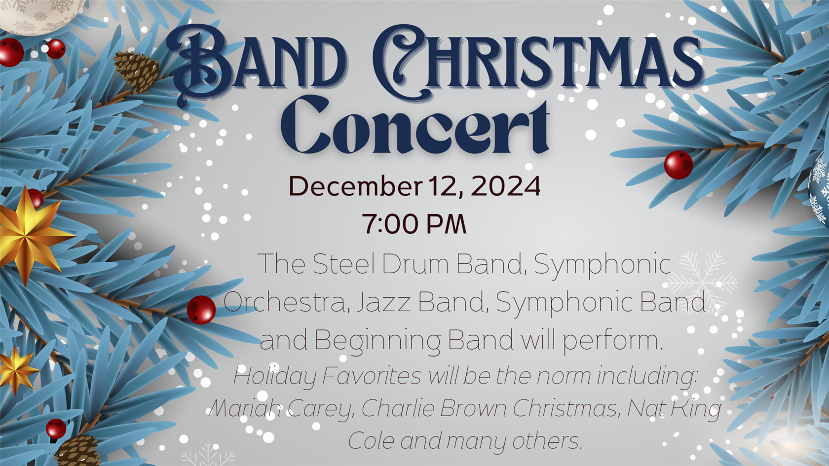  Band Christmas Concert December 12 at 7